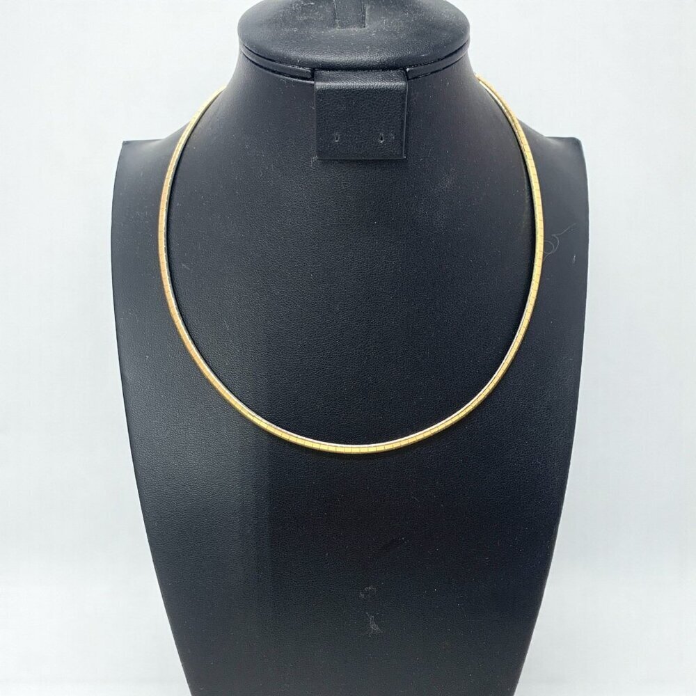 Two-Tone Gold & Silver Reversible Snake Chain Necklace Lobster Clasp 17"L